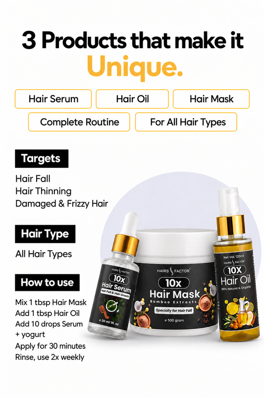 10X DEAL - Stop Hair Fall in 15 Days — Serum + Oil + Mask Combo