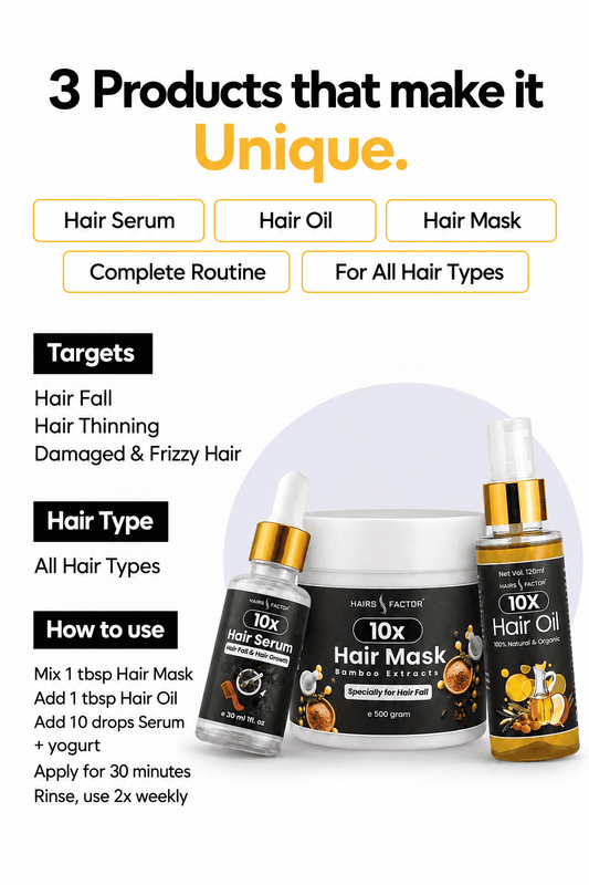 10X DEAL - Stop Hair Fall in 15 Days — Serum + Oil + Mask Combo