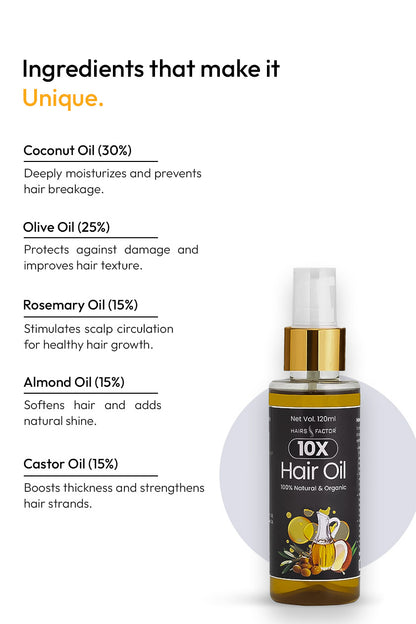 10X HAIR OIL - Blend of 10 Natural Oils Increase Hair Growth, Thickness & Repair