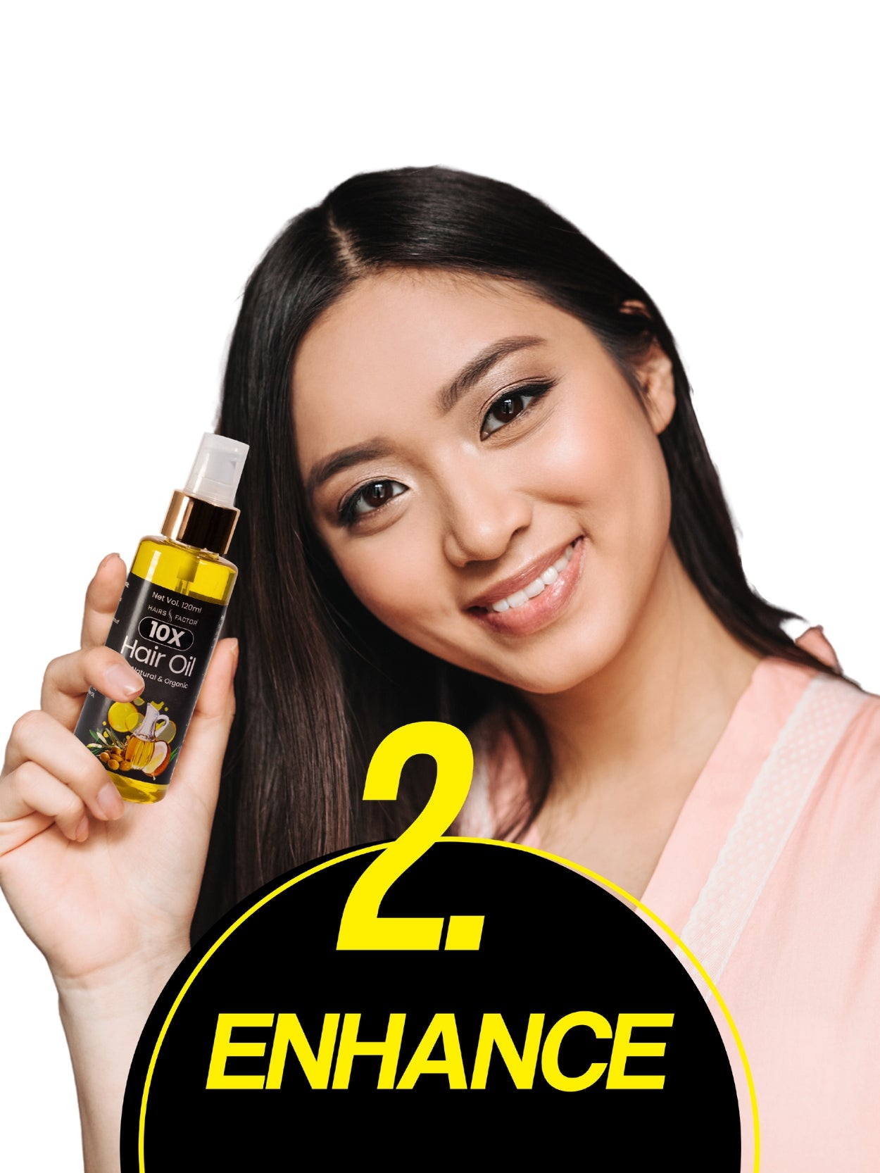 happy girl with hair growth oil in pakistan by hairsfactor 