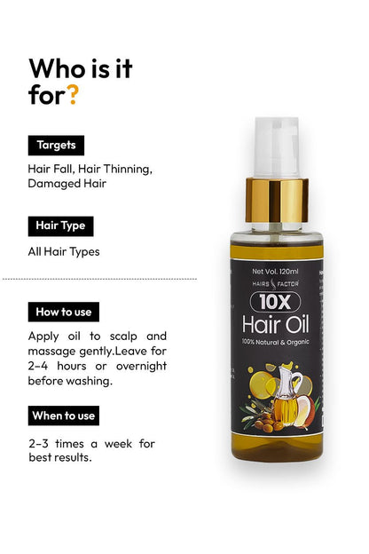 10X HAIR OIL - Blend of 10 Natural Oils Increase Hair Growth, Thickness & Repair
