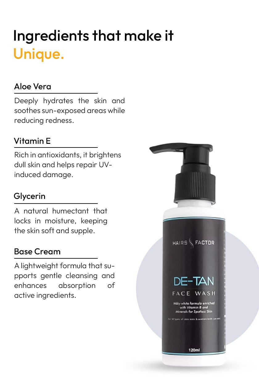 Organic DE-TAN FACE WASH For Dry Skin (120ml)