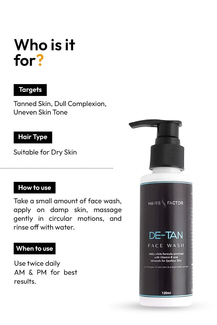 Organic DE-TAN FACE WASH For Dry Skin (120ml)