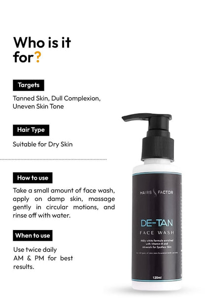 Organic DE-TAN FACE WASH For Dry Skin (120ml)