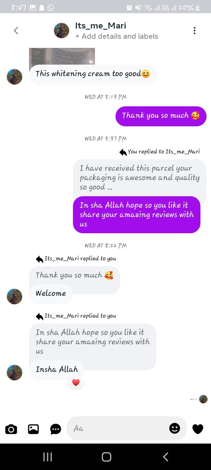 Happy Customer WhatsApp Review